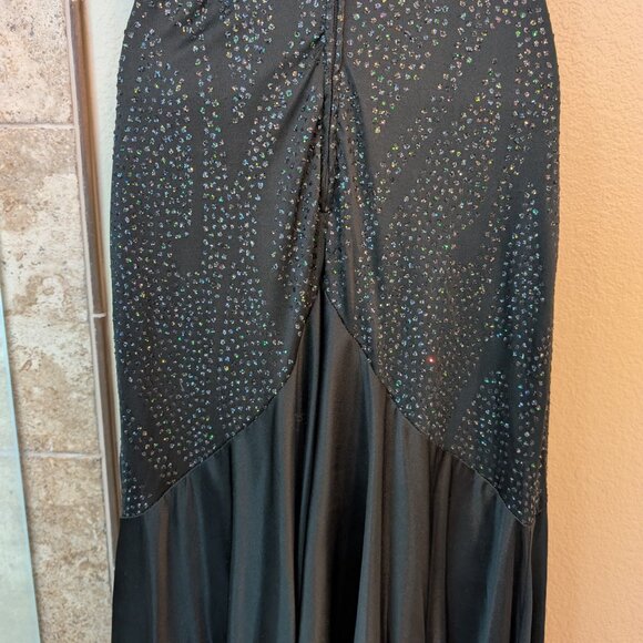 Vintage Black Sparkly Floor Length Cocktail Dress New Leaf by Samir - Picture 10 of 16
